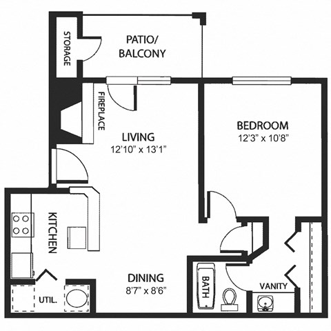 A1 | 601 SQ FT | 1 BED / 1 BATH at Preston Bend, Dallas, Texas